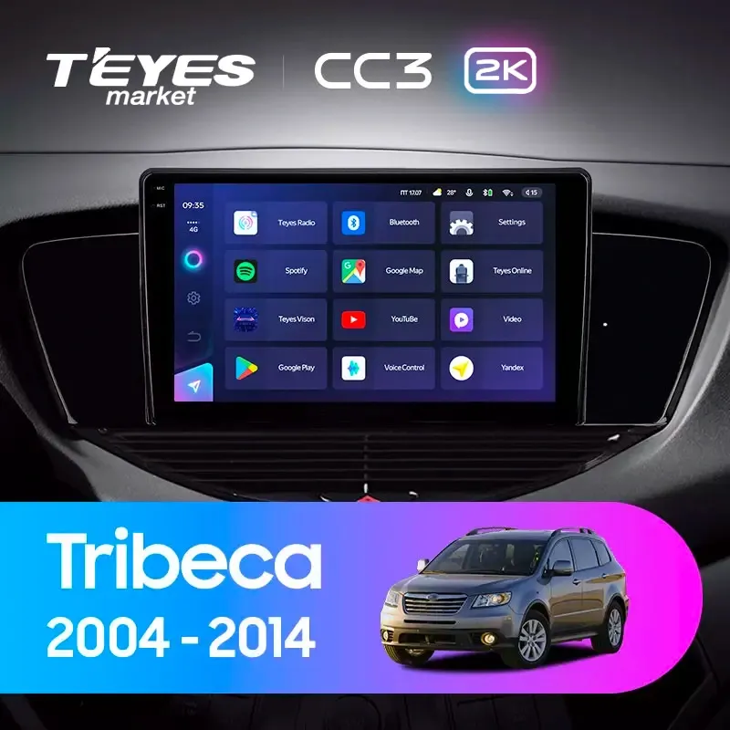 Комплект магнитолы TEYES CC3 2K 9.5" для Subaru Tribeca WX 2004-2014