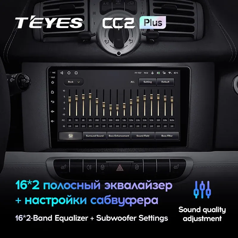 Комплект магнитолы TEYES CC2 Plus 9.0" для Smart Fortwo II 2007-2015