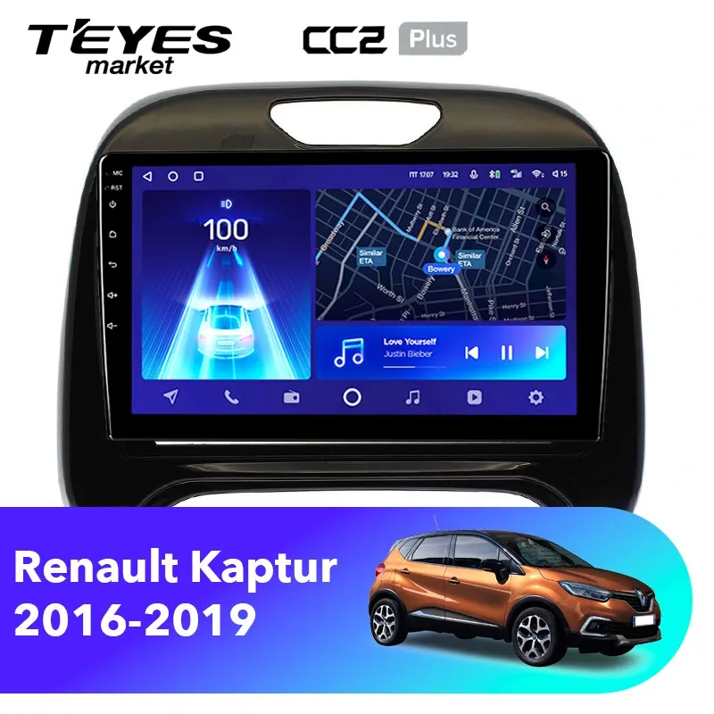 Комплект магнитолы TEYES CC2 Plus 9.0" для Renault Kaptur I 2016-2020