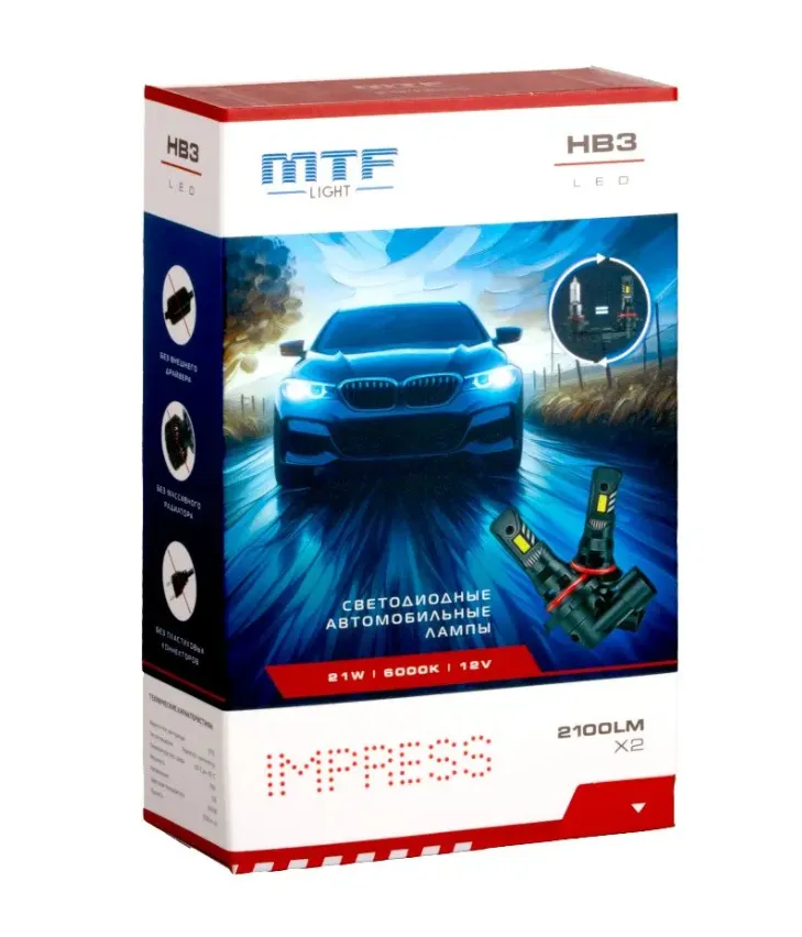 Лампа светодиодная MTF Light IMPRESS HB3(9005) 12V 6000K - фото