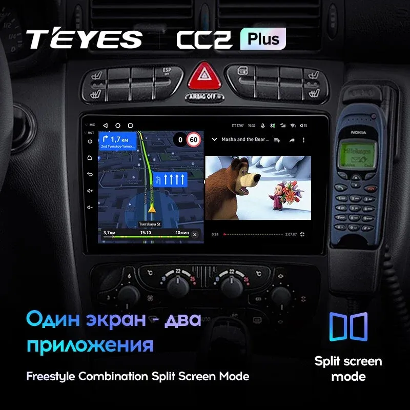 Комплект магнитолы TEYES CC2 Plus 9.0" для Mercedes-Benz C-класс W203/S203/CL203 2000-2004