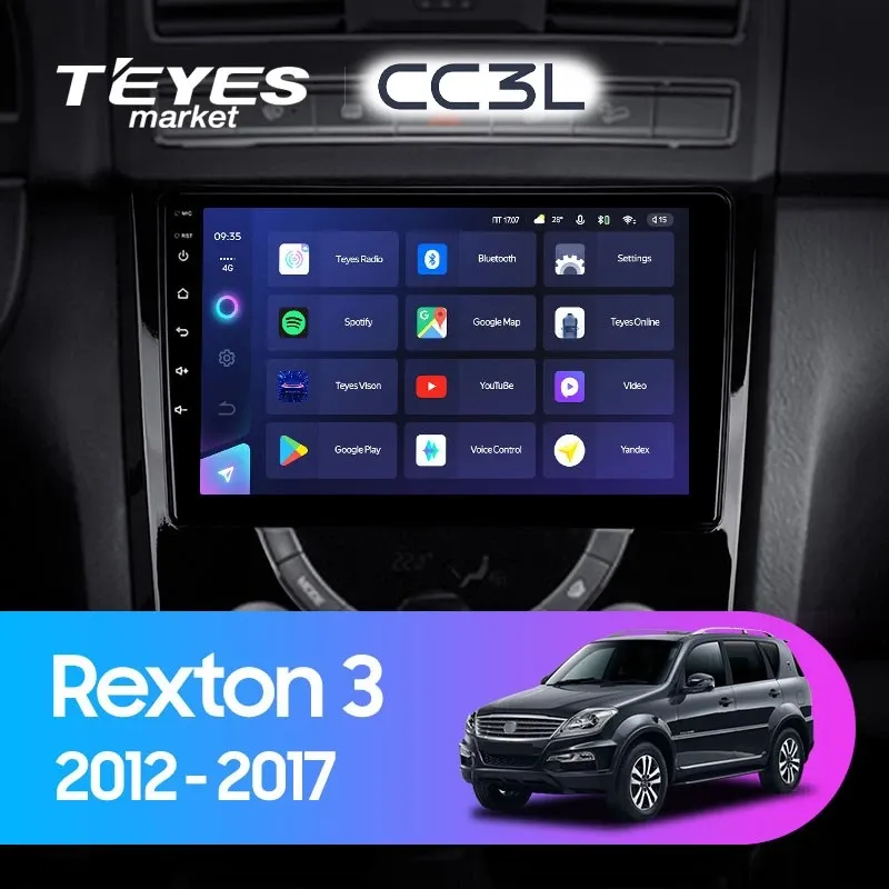 Комплект магнитолы TEYES CC3L 9.0" для SsangYong Rexton