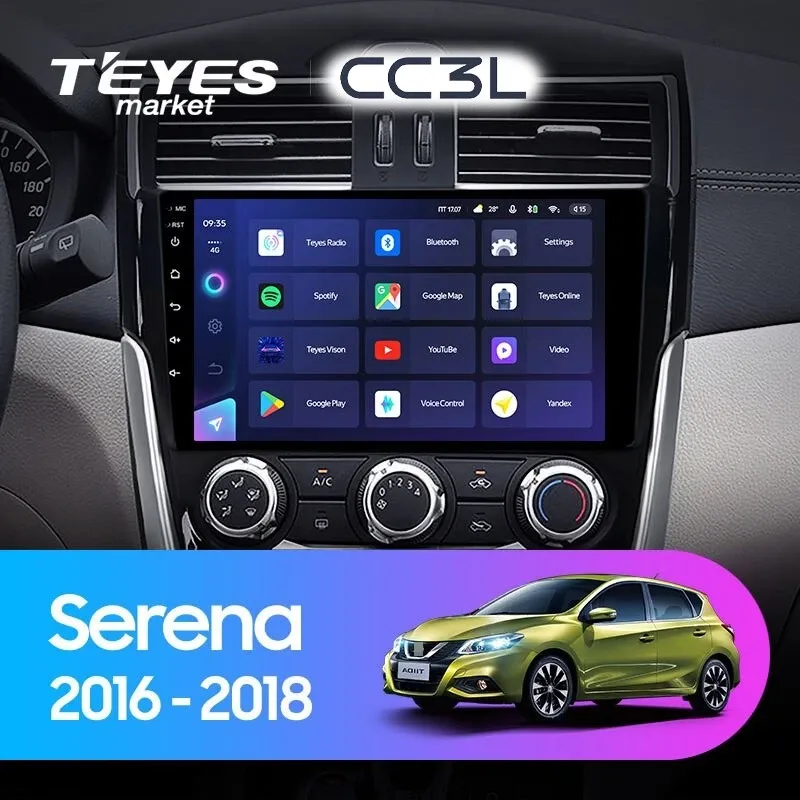 Комплект магнитолы TEYES CC3L 9.0" для Nissan Serena