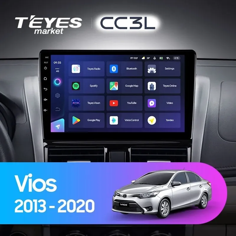 Комплект магнитолы TEYES CC3L 10.2" для Toyota Vios