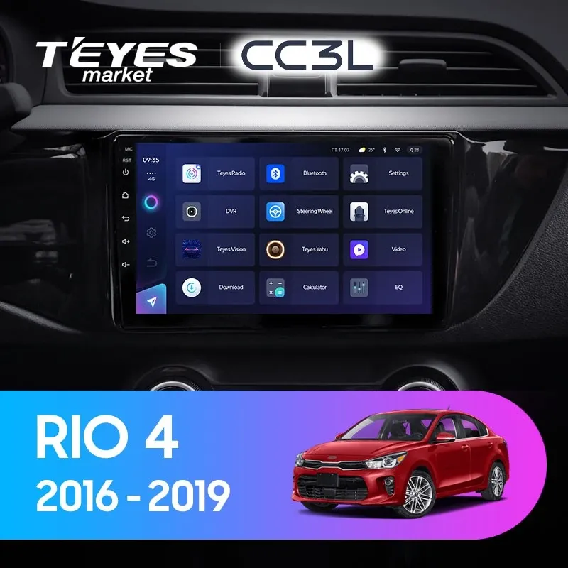Комплект магнитолы TEYES CC3L 10.2" для Kia Rio