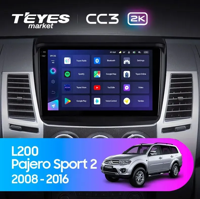ШГУ Teyes CC3 2K 9.5 6/64GB MITSUBISHI PAJERO SPORT II 2008-2016 - фото
